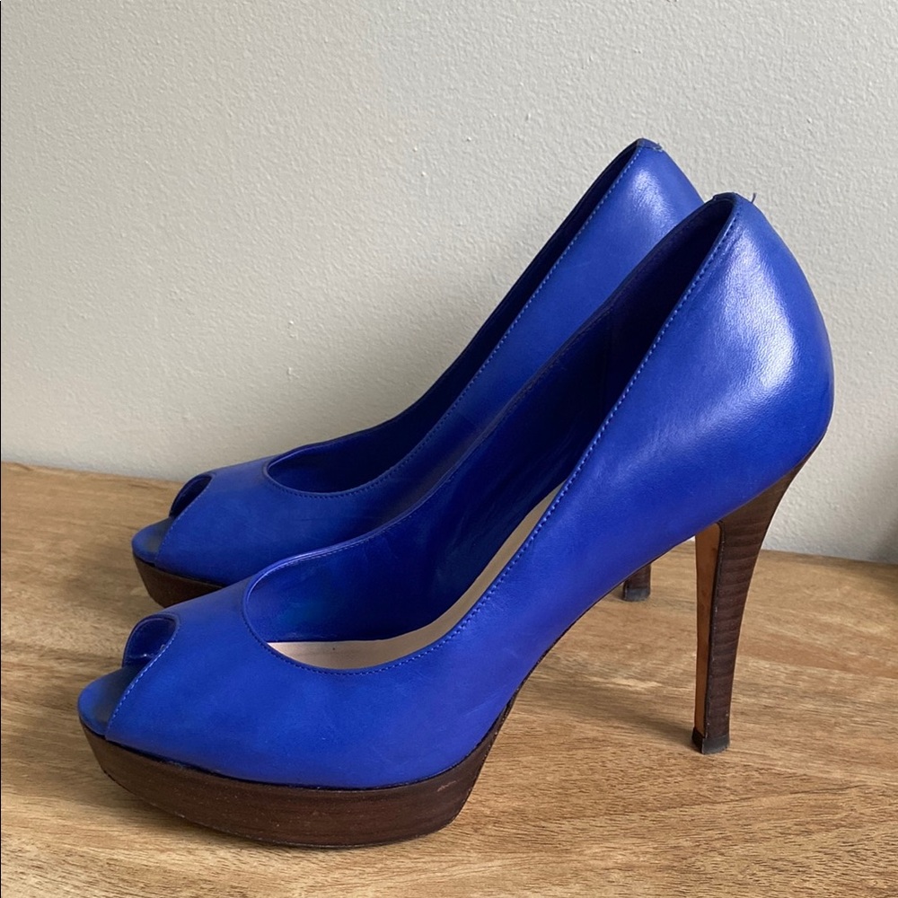 Cole Haan Mariela Nike Air Platform Peep-Toe Heels - Cobalt Blue